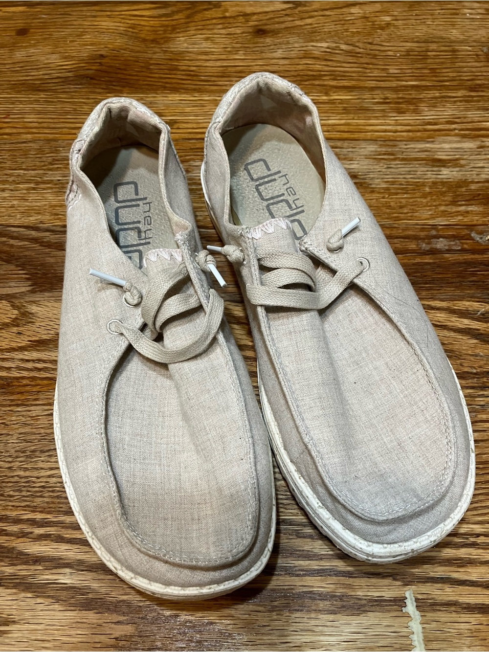 Hey Dude Men's Natural Beige Canvas Slip-On Loafers